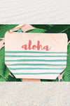 Zippered Hawaiian Pouch with Aloha and Green stripes