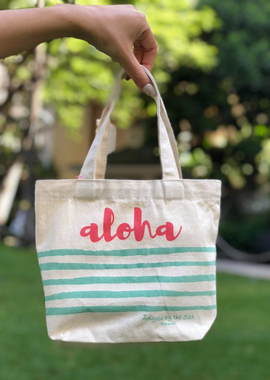 Aloha Stripe Hawaiian Canvas Tote Bag