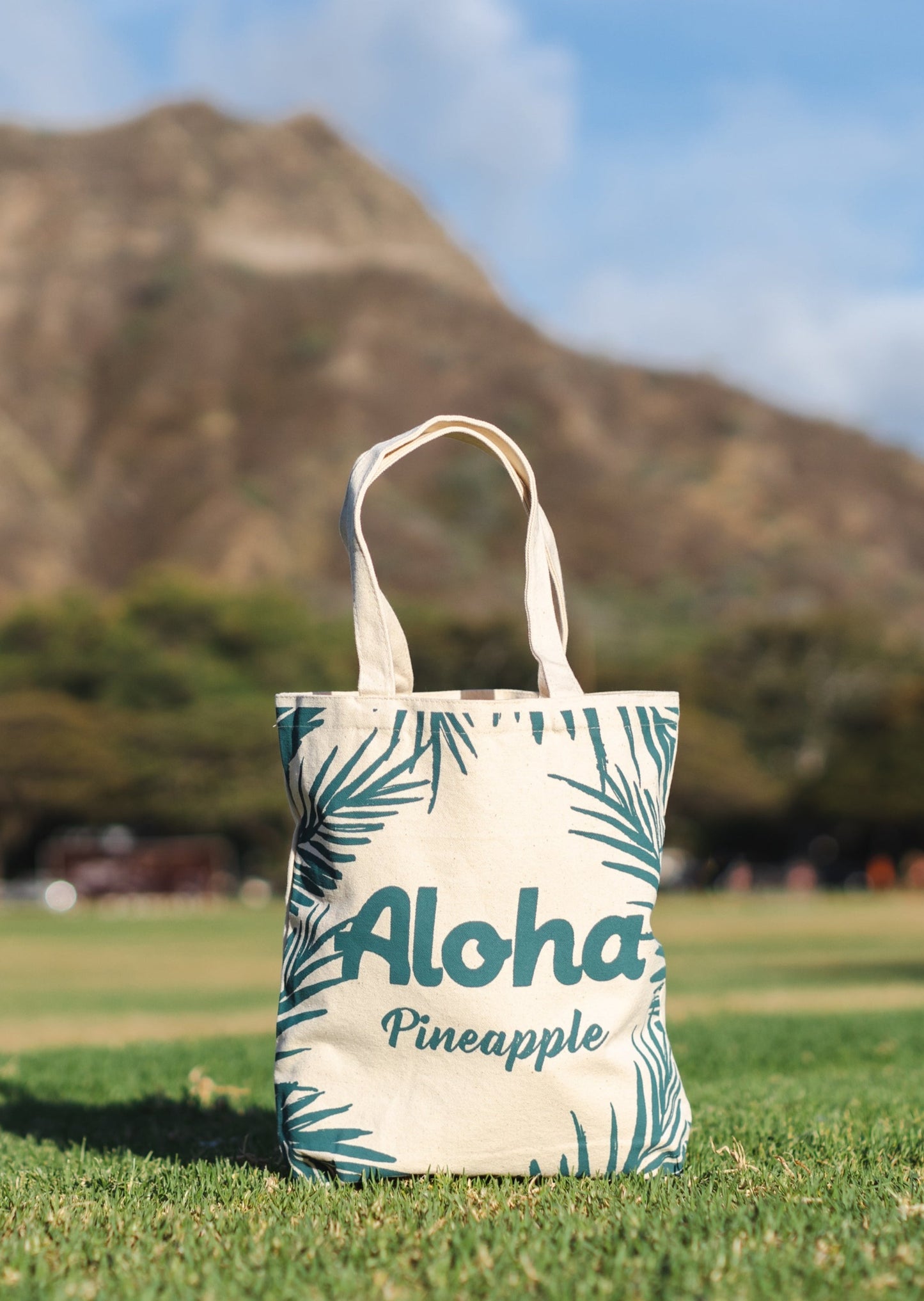 Aloha Pineapple Palm Tree Hawaiian Canvas Tote Bag