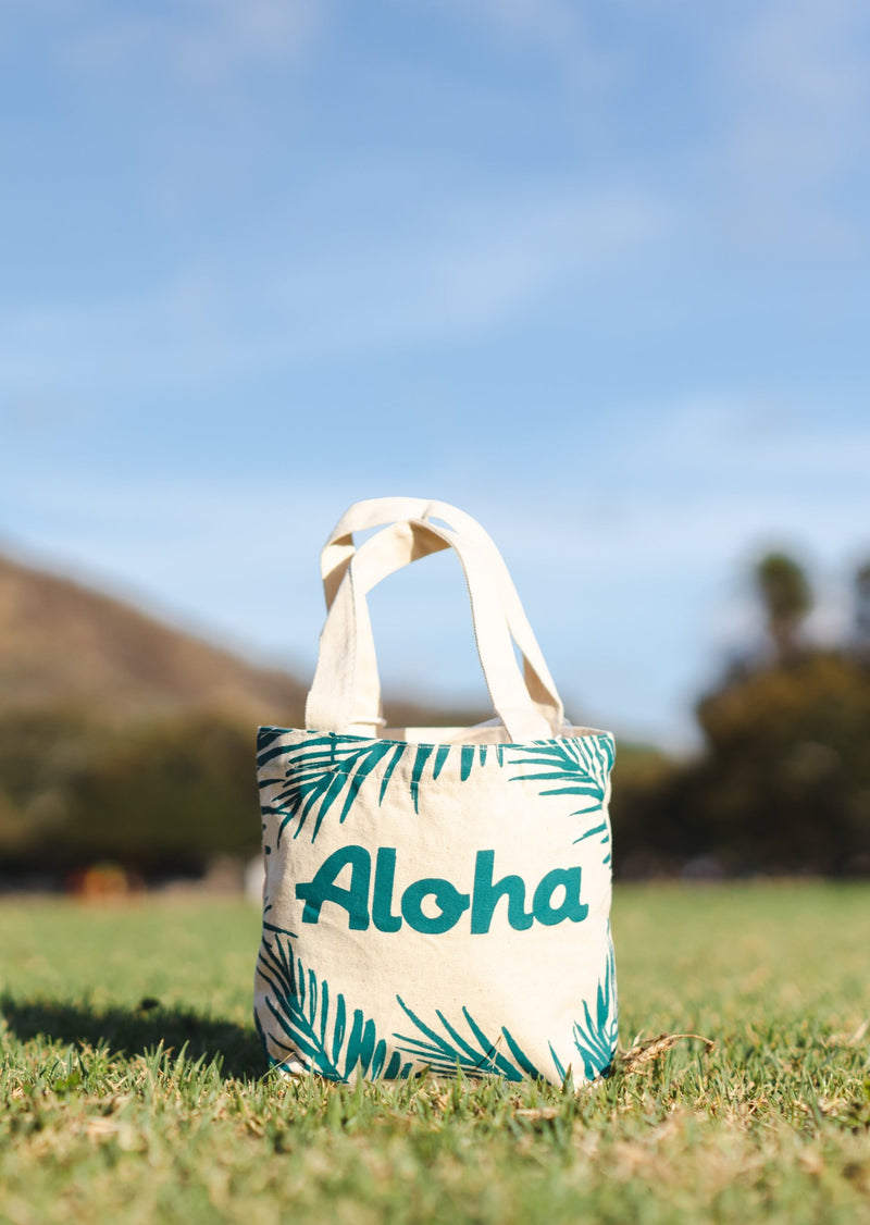 Aloha Palm Lunch Mini Hawaiian Canvas Tote Bag