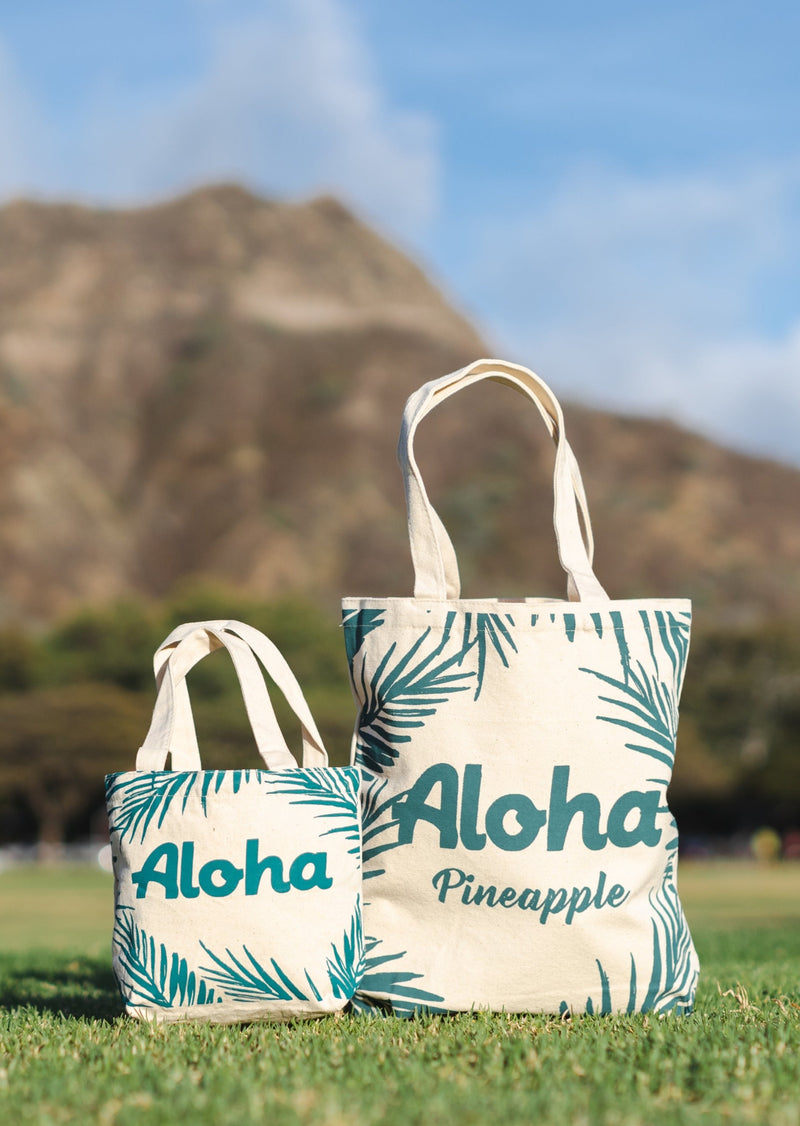 Aloha Palm Lunch Mini Hawaiian Canvas Tote Bag