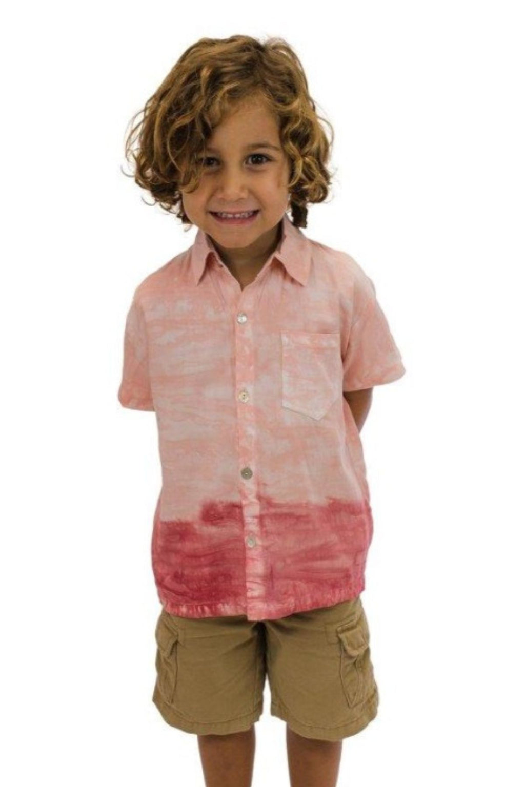Boys tie dye shirt in red and pink