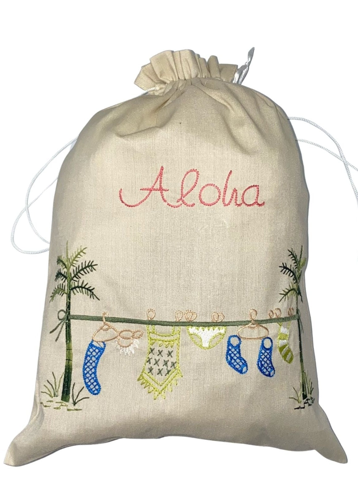 Clothesline Embroidered Travel Sack