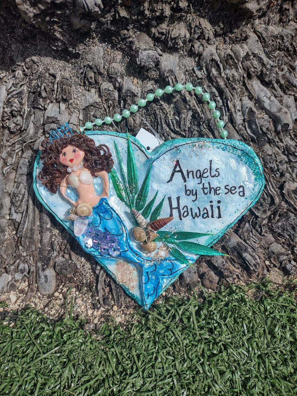 Hawaiian Mermaid Heart Ornament "Angels By The Sea Hawaii"