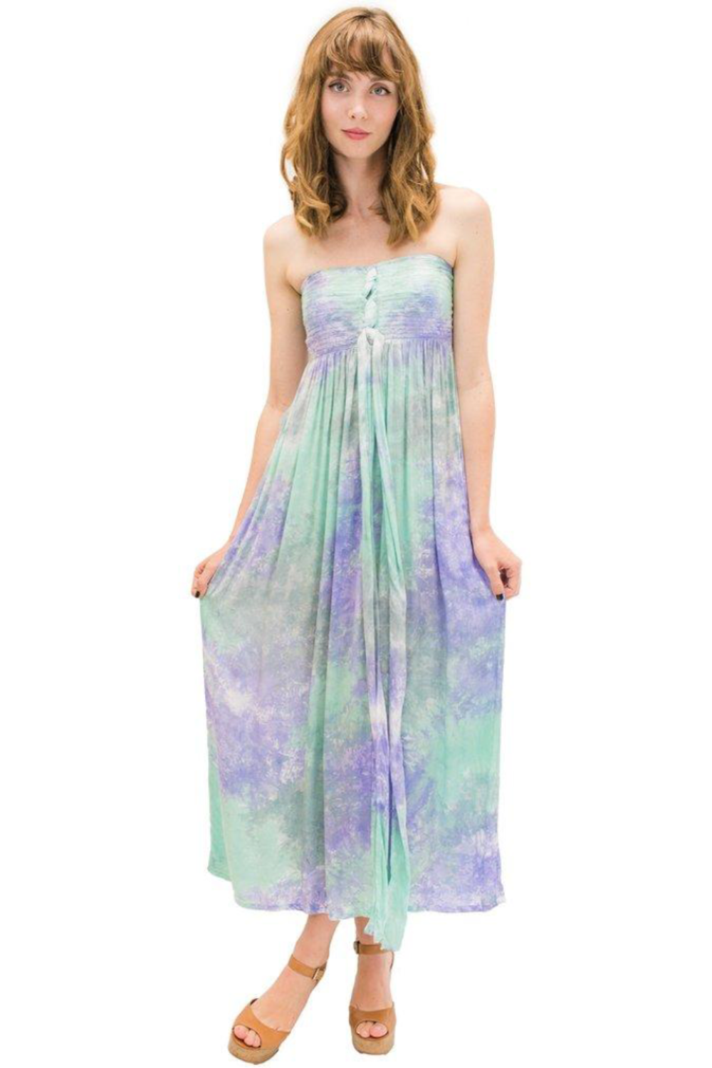 This Lani Long Hawaiian Tye Dye Dress in Smoke has a wonderful design that is all hand-dyed.  the Lani Long Hawaiian Tye Dye Dress in Smoke features adjustable spaghetti straps that could be tucked in to make it strapless.  For added support, this Lani Long Hawaiian Tye Dye Dress in Smoke features a lace back with an elastic bust.  For added comfort, this also features a partial lining