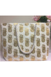 Rope Handel Tote Bag Sand color with golden pineapples