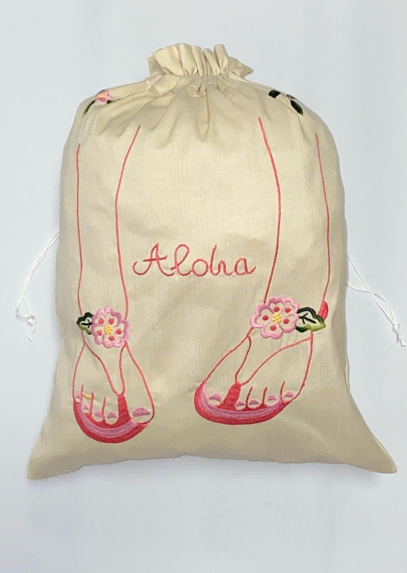 Slippers Embroidered Travel Sack