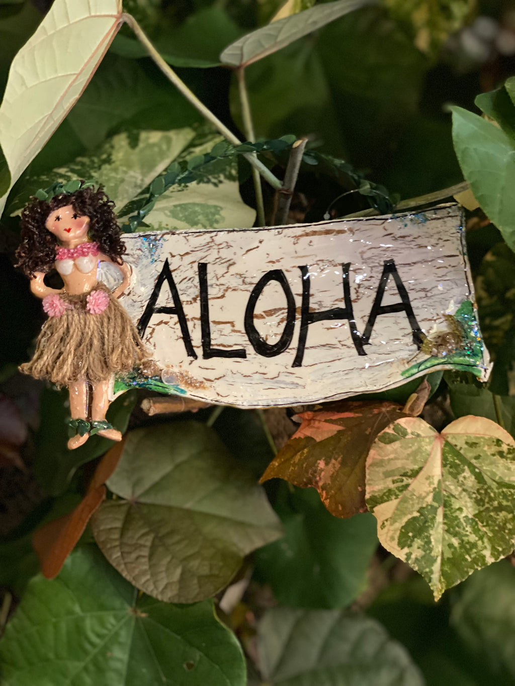 Hula Girl Ornament With Aloha Banner